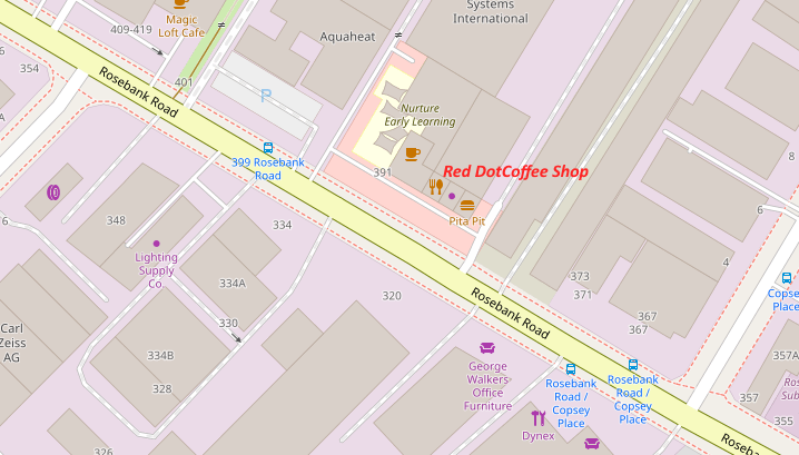 Map showing Red Dot Coffee House location
